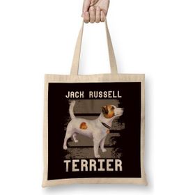 Humuts Jack Russel Terrier Owner Heart Dogs Puppy Dog Uzun Saplı Açık Bej Bez Çanta