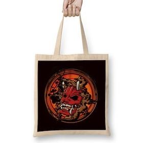 Humuts Japanese Warrior Mask Mempo Ninja Samurai Shinobi Katana Uzun Saplı Açık Bej Bez Çanta