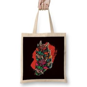 Humuts Japanese Warrior Mask Mempo Ninja Samurai Shinobi Katana Uzun Saplı Açık Bej Bez Çanta