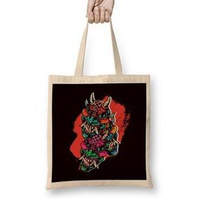 Humuts Japanese Warrior Mask Mempo Ninja Samurai Shinobi Katana Uzun Saplı Açık Bej Bez Çanta