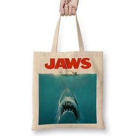 Humuts Jaws Horror Korku Film Movie Spielberg Crossover Uzun Saplı Açık Bej Bez Çanta