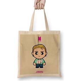 Humuts Jimin Bts Member Minime Version Uzun Saplı Açık Bej Bez Çanta