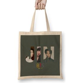 Humuts Jin Bts Army Gift University Uzun Saplı Açık Bej Bez Çanta