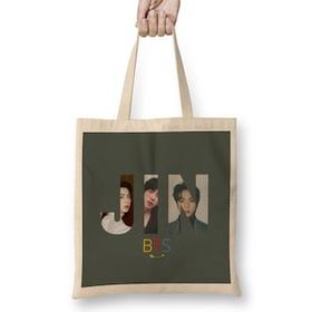 Humuts Jin Bts Army Gift University Uzun Saplı Açık Bej Bez Çanta