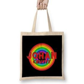 Humuts Johan Cruyff - Vintage Retro Rainbow Style Açık Bej Uzun Saplı Bez Çanta