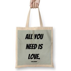 Humuts John Lennon Quote Açık Bej Uzun Saplı Bez Çanta
