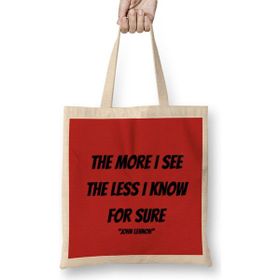 Humuts John Lennon Quotes Açık Bej Uzun Saplı Bez Çanta