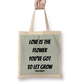 Humuts John Lennon Quotes Açık Bej Uzun Saplı Bez Çanta