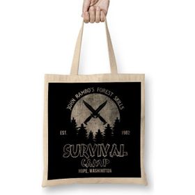 Humuts John Rambo Forest Skills Survival Camp First Blood Açık Bej Uzun SaplıBez Çanta