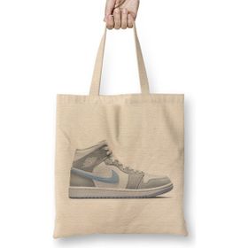 Humuts Jordan 1 Mid Wolf Grey Aluminum Bez Kadın Günlük Çanta