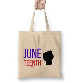 Humuts Juneteenth Day 2021 Açık Bej Uzun Saplı Bez Çanta