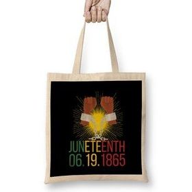 Humuts Juneteenth Day Gıfs Açık Bej Uzun Saplı Bez Çanta