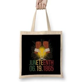 Humuts Juneteenth Day Gıfs Açık Bej Uzun Saplı Bez Çanta