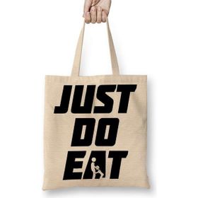 Humuts Just Do Eat Açık Bej Uzun Saplı Bez Çanta