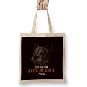 Humuts Just One Jack Russel Terrier More Dogs Dog Puppy Açık Bej Uzun Saplı Bez Çanta