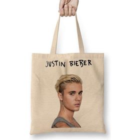Humuts Justin Bieber Açık Bej Uzun Saplı Bez Çanta