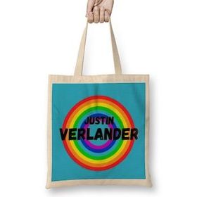Humuts Justin Verlander Carton Art - Baseball Lovers Gifts Vintage Retro Rainbow Bez Kadın Günlük Çanta