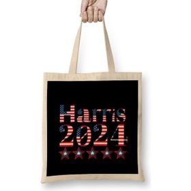 Humuts Kamala Harris 2024 Açık Bej Uzun Saplı Bez Çanta