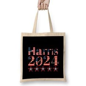 Humuts Kamala Harris 2024 Açık Bej Uzun Saplı Bez Çanta