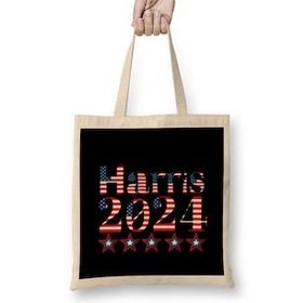 Humuts Kamala Harris 2024 Açık Bej Uzun Saplı Bez Çanta