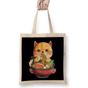 Humuts Kawaii Anime Girl Japanese Ramen Noodles Hentai Açık Bej Uzun Saplı Bez Çanta