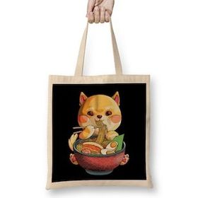 Humuts Kawaii Anime Girl Japanese Ramen Noodles Hentai Açık Bej Uzun Saplı Bez Çanta