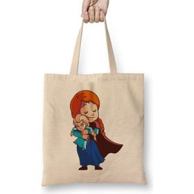 Humuts Kawaii Anna Elsa Açık Bej Uzun Saplı Bez Çanta