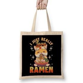 Humuts Kawaii Cat I Just Really Love Ramen Anime Kitty Bez Kadın Günlük Çanta