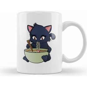 Humuts Kawaii Cat Ramen Anime Kitty Beyaz Kupa