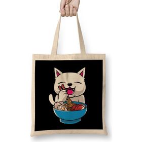 Humuts Kawaii Cat Ramen Bowl Funny Anime Noodles Kitty Bez Kadın Günlük Çanta