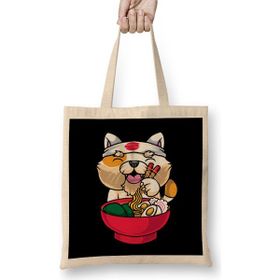 Humuts Kawaii Cat Ramen Bowl Funny Anime Noodles Kitty Bez Kadın Günlük Çanta