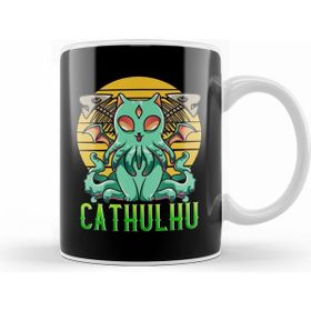 Humuts Kawaii Cathulhu Cute Cat Cthulhu Pun Kitty Kraken Beyaz Kupa
