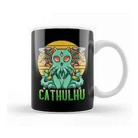 Humuts Kawaii Cathulhu Cute Cat Cthulhu Pun Kitty Kraken Beyaz Kupa