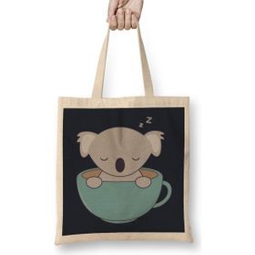 Humuts Kawaii Cute Koala Bear With Coffee Bez Kadın Günlük Çanta