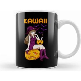 Humuts Kawaii Girl Halloween Anime Witch Waifu Beyaz Kupa