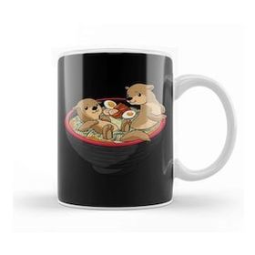 Humuts Kawaii Otter Japanese Ramen Noodles Soup Otter Lover Beyaz Kupa