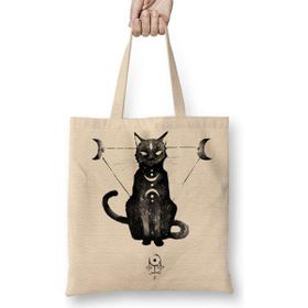 Humuts Kedi Cats Açık Bej Uzun Saplı Bez Çanta