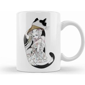 Humuts Kedi Geisha Cat Beyaz Kupa