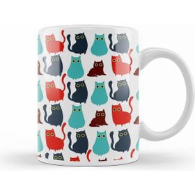 Humuts Kediler Cat Pattern Beyaz Kupa