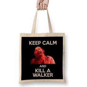 Humuts Keep Calm And Kill A Walker The Walking Dead Bez Uzun Saplı Açık Bej Rengi Çanta