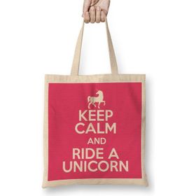 Humuts Keep Calm And Ride A Unicorn Bez Uzun Saplı Açık Bej Rengi Çanta