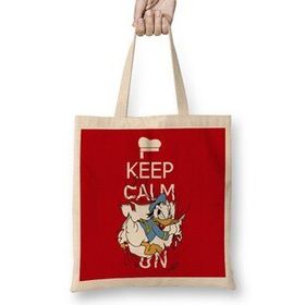 Humuts Keep Calm On Donald Duck Bez Uzun Saplı Açık Bej Rengi Çanta