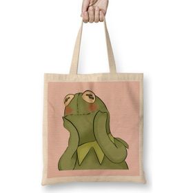 Humuts Kermit The Frog Açık Bej Uzun Saplı Bez Çanta