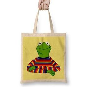 Humuts Kermit The Frog Açık Bej Uzun Saplı Bez Çanta