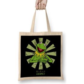 Humuts Kermit The Frog Retro Japanese Bez Uzun Saplı Açık Bej Rengi Çanta