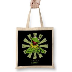 Humuts Kermit The Frog Retro Japanese Bez Uzun Saplı Açık Bej Rengi Çanta