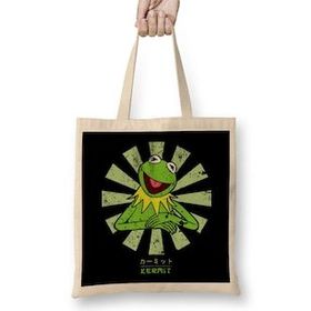 Humuts Kermit The Frog Retro Japanese Bez Uzun Saplı Açık Bej Rengi Çanta