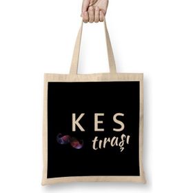 Humuts Kes Tıraşı Açık Bej Uzun Saplı Bez Çanta