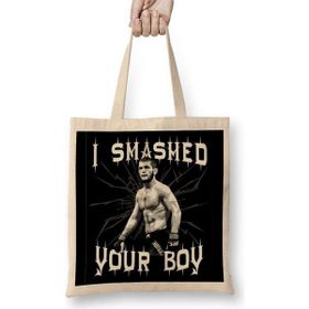 Humuts Khabib Nurmagomedov I Smashed Your Boy Bez Uzun Saplı Açık Bej Rengi Çanta