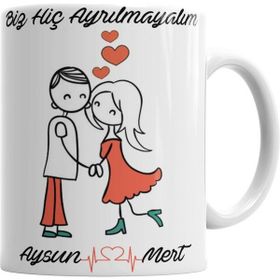 Humuts Kişiye Özel Aşk Sevgiliye Ellerimi Hiç Bırakma Kupa Bardak